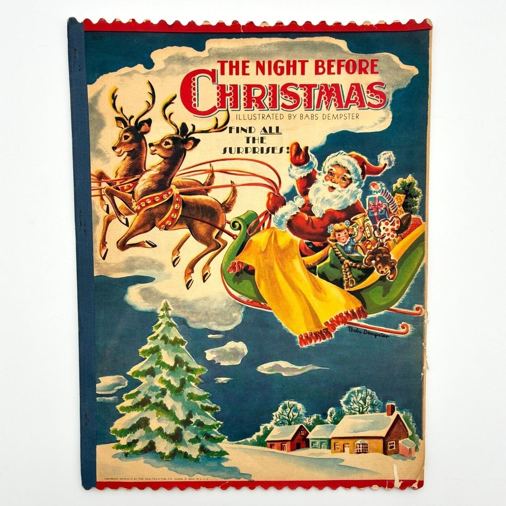 The Night Before Christmas 1949 Lift the Flap Book Interactive Babs Dempster Vtg